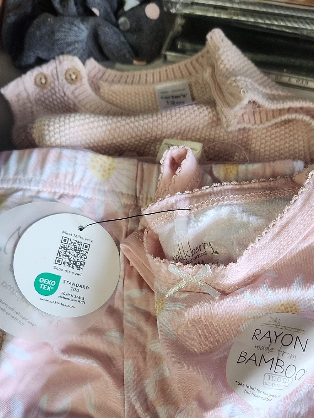 Girls  12 Month Bundle Bamboo Pj And Onsie Nwt
